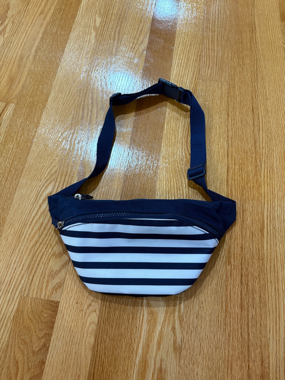 Navy and White Striped Women's Belt Bag